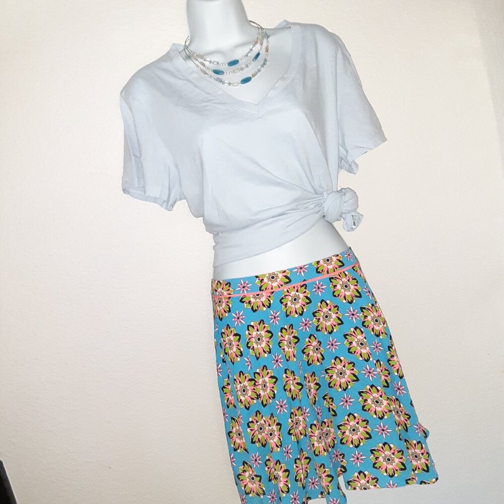 FLYING TOMATO Skirt * EUC * Flattering * Size M * 26" Waist * Aqua, Neon Pink